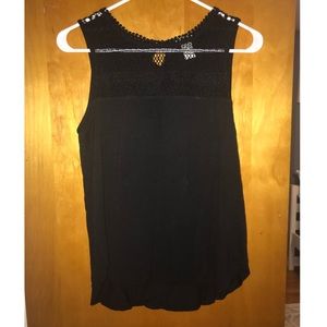 H&M Black Patterned Tank Top Size:S